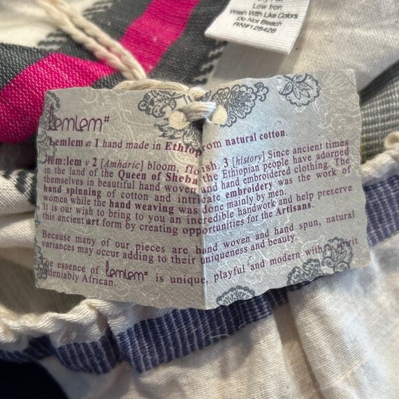 NWT lemlem Striped Skirt with Pockets, Cream, Pink, Multi, Women's Size Large - Picture 9 of 9